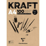 Bloc kraft brun a4 - 100 feuilles - 90g - clairefontaine