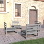 vidaXL Salon de jardin 4 Pièces Gris Bois de pin massif