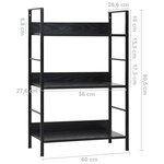 vidaXL Bibliothèque à 3 niveaux Noir 60x27 6x90 5 cm Aggloméré
