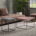 Rousseau Ensemble de table basse 2 Pièces Aron Métal Gris et rouille