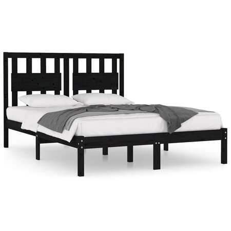 vidaXL Cadre de lit Noir Bois de pin massif 120x190 cm Petit Double