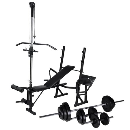 vidaXL Banc d'entraînement avec support de poids jeu d'haltères 30 5kg