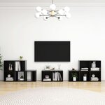 vidaXL Ensemble de meubles TV 8 Pièces Noir brillant Aggloméré