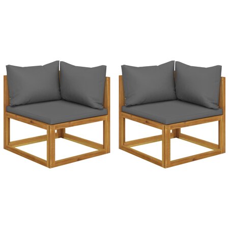 vidaXL Canapés d'angle sectionnels 2 Pièces avec coussins Gris foncé