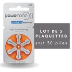 Powerone 13 : piles auditives sans mercure  5 plaquettes