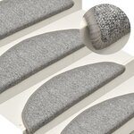 vidaXL Tapis de marches d'escalier 15 Pièces Gris clair 56x17x3 cm