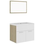 vidaXL Ensemble de meubles de bain Blanc et chêne sonoma Aggloméré