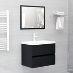 vidaXL Armoire d'évier avec lavabo intégré Noir Aggloméré