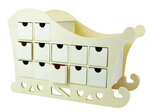 Calendrier de l'Avent traineau bois 37 5x25x17cm