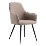 Chaise de salle à manger à accoudoirs en tissu pierre avec pieds noirs