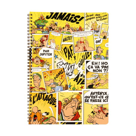 Cahier à spirales a4 - 100 pages lignées - astérix et obélix - bd jaune