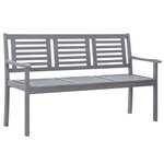vidaXL Banc de jardin 3 places 150 cm Gris Bois d'eucalyptus solide