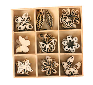 Formes en bois ciselé 3 cm coffret 45 pièces