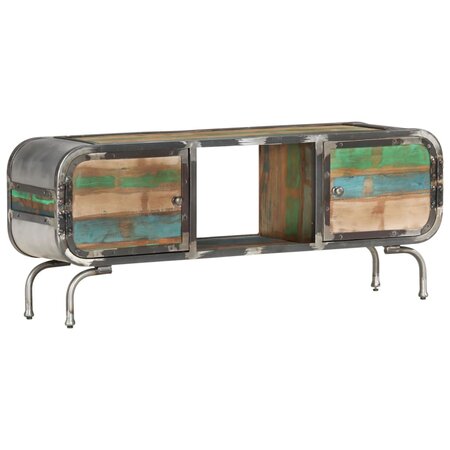 vidaXL Meuble TV Multicolore 110x30x42 cm Bois de récupération solide