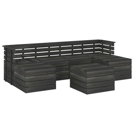 vidaXL Salon palette de jardin 7 Pièces Bois de pin massif Gris foncé