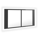 vidaXL Armoire à miroir de bain à LED Gris brillant Acrylique