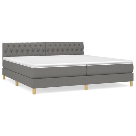 vidaXL Lit à sommier tapissier avec matelas Gris foncé 200x200cm Tissu