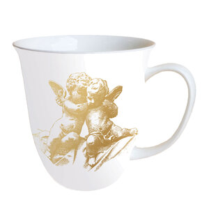 Tasse en porcelaine fine - ange doré