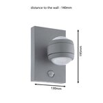 Eglo lampe murale led d'extérieur sesimba 1 2x3 7 w gris