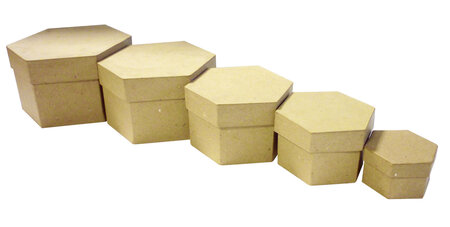 Boîtes gigognes hexagonales papier mâché (x5)