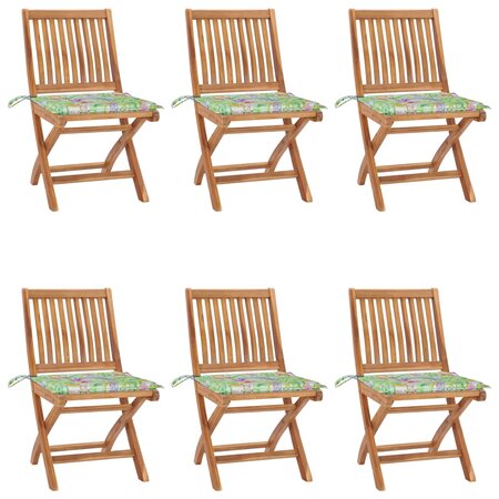 vidaXL Chaises pliables de jardin avec coussins 6 Pièces Bois de teck