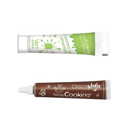 Stylo chocolat + Gel colorant alimentaire vert clair
