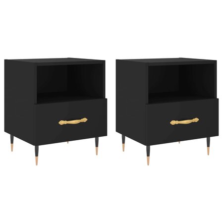 vidaXL Tables de chevet 2 Pièces noir 40x35x47 5 cm bois d’ingénierie