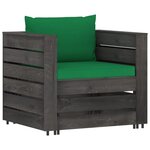 vidaXL Salon de jardin 6 Pièces avec coussins Bois imprégné de gris