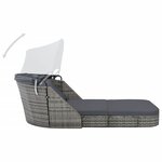 vidaXL Chaise longue avec auvent Résine tressée Anthracite