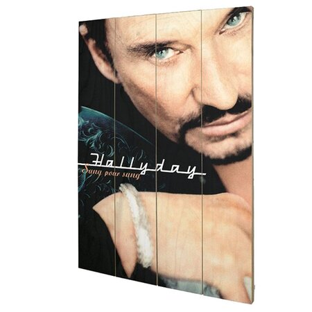 Plaque décorative sang pour sang en bois johnny hallyday