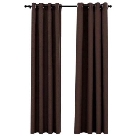 vidaXL Rideaux occultants Aspect lin avec œillets 2Pièces Taupe 140x225cm