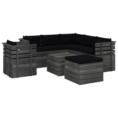 vidaXL Salon palette de jardin 8 Pièces avec coussins Bois de pin massif