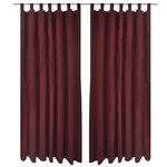 2 Pièces Rideau à Passant Micro Satin Bordeaux 140 x 225 cm