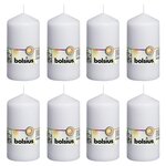 Bolsius Bougies pilier 8 Pièces 130x68 mm Blanc