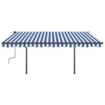 vidaXL Auvent automatique capteur de vent et LED 4 5x3 m Bleu et blanc