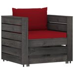 vidaXL Salon de jardin 7 Pièces avec coussins Bois imprégné de gris