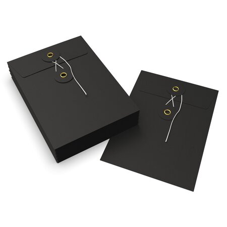 Lot de 20 enveloppes à rondelle et ficelle noir 162x114