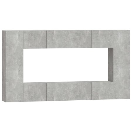 vidaXL Ensemble de meubles TV 8 Pièces Gris béton Bois d'ingénierie