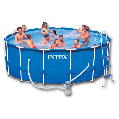 Piscine ronde intex avec escalier escabeau structure acier 457x122 cm