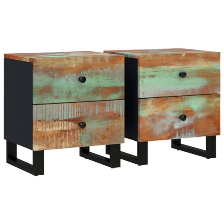 vidaXL Tables de chevet 2 Pièces 40x33x46 cm Bois massif de récupération
