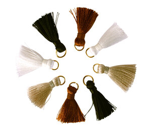 Pompons mini avec anneau doré 3cm Tendance 8 pièces