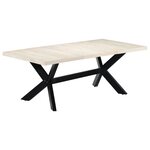 vidaXL Table de salle à manger Blanc 200x100x75cm Bois manguier massif