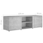 vidaXL Meuble TV Gris béton 120x34x37 cm Aggloméré