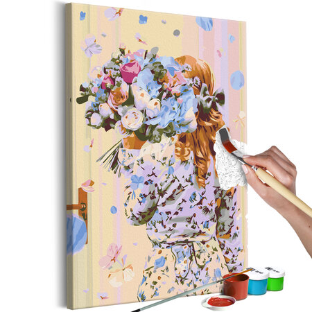 Tableau à peindre par soi-même - hydrangea girl l x h en cm 40x60