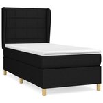 vidaXL Lit à sommier tapissier avec matelas Noir 90x190 cm Tissu