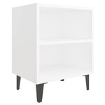 vidaXL Tables de chevet avec pieds en métal 2 Pièces Blanc 40x30x50 cm