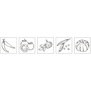 Kit mini - tampons en bois: Jeunes légumes  5 pces 2x2x2 5cm+accessoires / bte