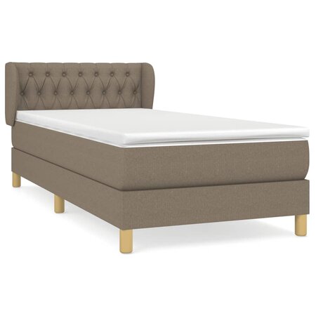 vidaXL Lit à sommier tapissier avec matelas Taupe 90x200 cm Tissu