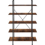 Tectake Etagère bibliothèque GLASGOW style industriel 106 x 34,5 x 179,5 cm - bois foncé industriel
