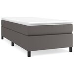 vidaXL Lit à sommier tapissier avec matelas Gris 90x200 cm Similicuir